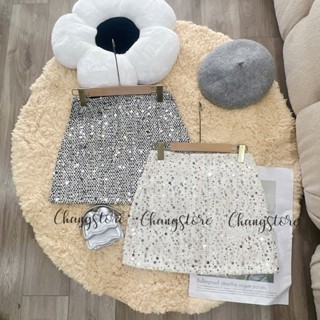  Chân Váy Chữ A ngắn đính kim sa lấp lánh chất dạ loại đẹp hàng cao cấp M165 Changstore 