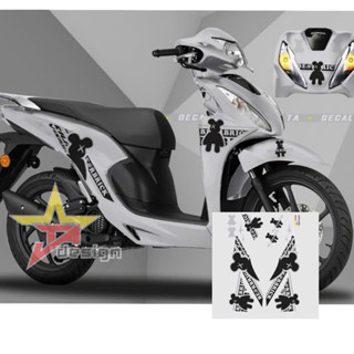 (Tem nền trong)Tem xe VISION mẫu GẤU BEARBRICK dán trang trí xe tem trong 5 lớp chống phai màu chống nước