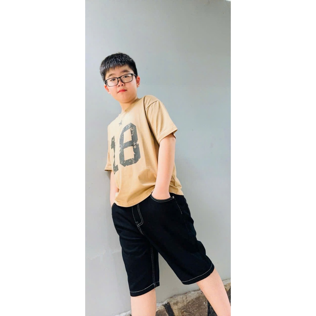 71822A Áo thun nam kem in số