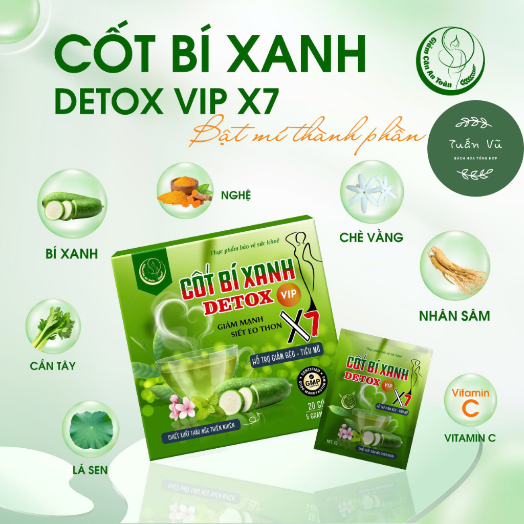 Cốt Bí Xanh Giảm Cân Detox [HỘP 20 GÓI]