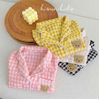  Pijama cho bé gái dài tay thu đông chất đũi caro đồ bộ dài tay cho bé sz 10-30kg 