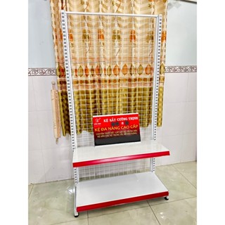 Kệ siêu thị lưới móc treo Cao 1m8 x dài 90cm x 2 tầng tặng kèm 10 móc 15cm 