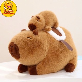  Gấu Bông Capybara Cõng Con Rút Được- Chuột Lang Nước Capybara Quà Tặng Cao Cấp Gấu Bông City 