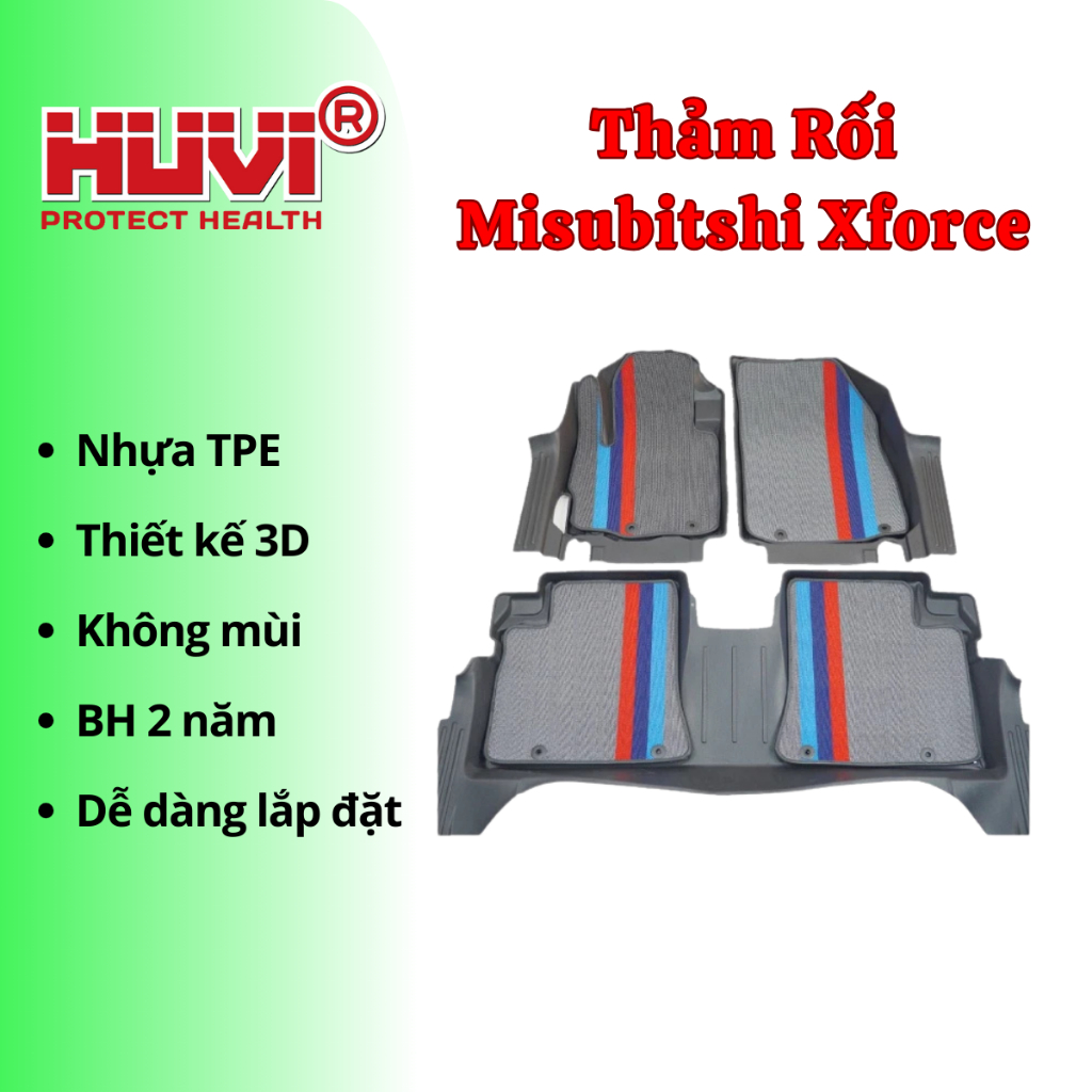 Thảm rối lót sàn xe ô tô Mitsubishi Xforce 2024 - Huvi Việt Nam