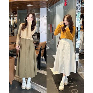Chân váy kaki dáng dài vintage 3 màu basic ameehouse