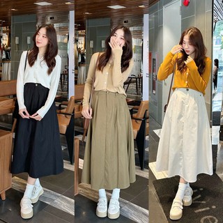 Chân váy kaki dáng dài vintage 3 màu basic ameehouse