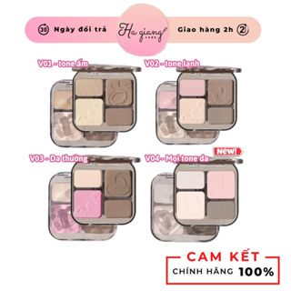 Bảng phấn bắt sáng và tạo khối VEECCI 4 ô 9g lên màu tự nhiên, chống thấm nước, lâu trôi