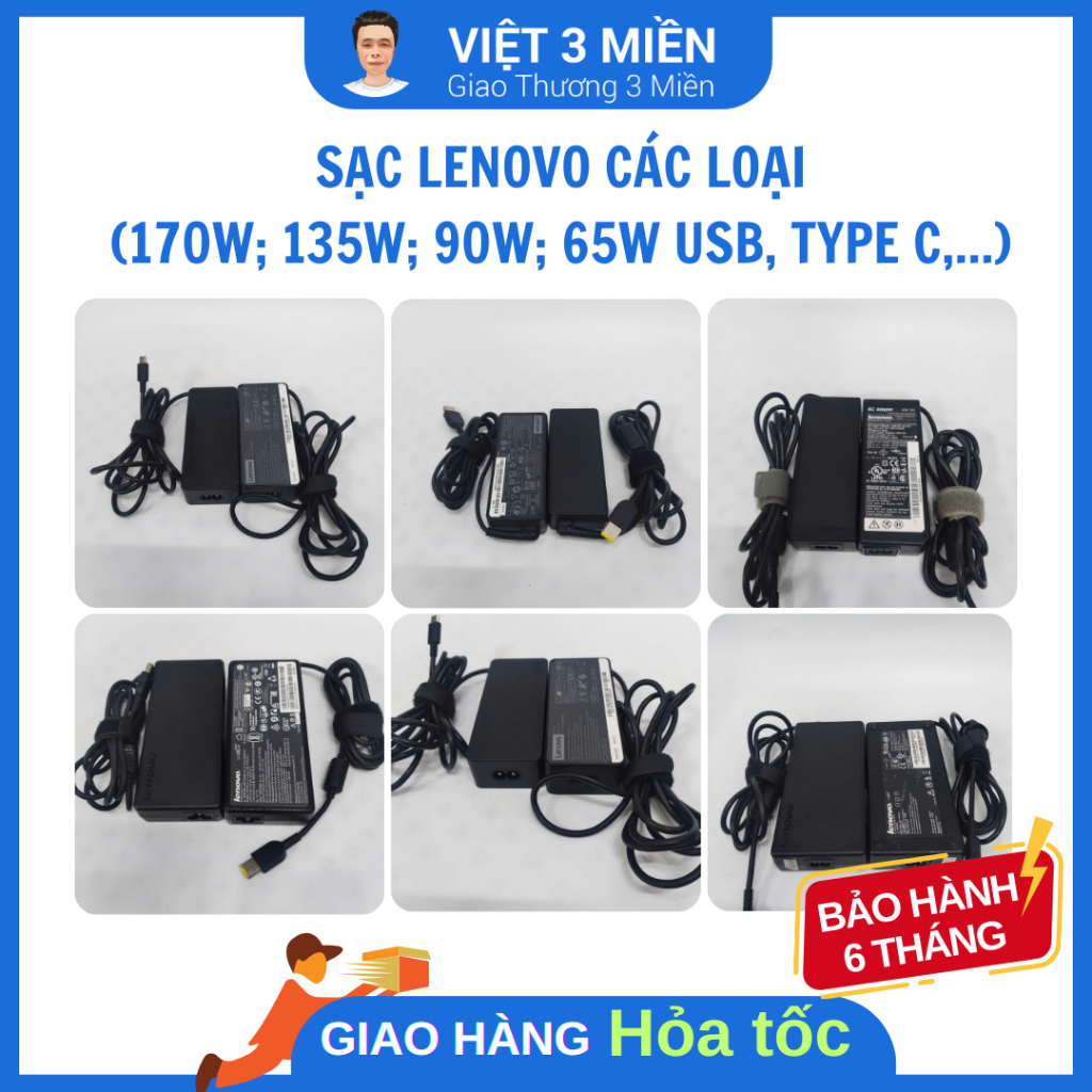 SẠC LENOVO CÁC LOẠI (170W; 135W; 90W; 65W USB, TYPE C,...)
