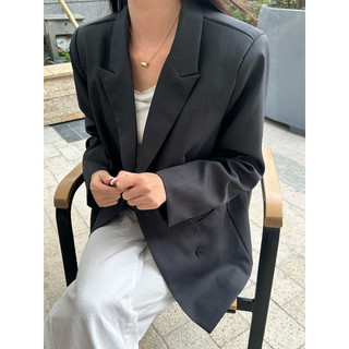 Ci Blazer - Áo blazer oversize Xám Đen