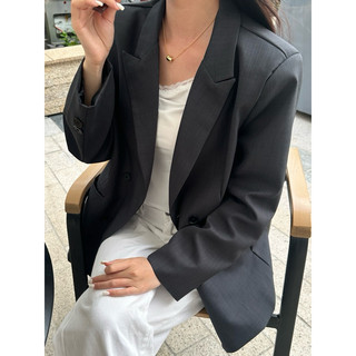 Ci Blazer - Áo blazer oversize Xám Đen
