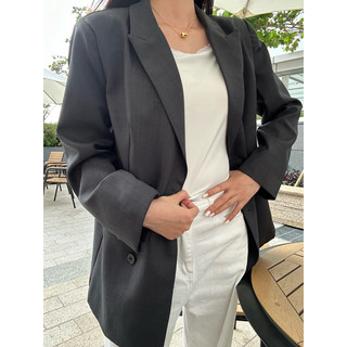 Ci Blazer - Áo blazer oversize Xám Đen