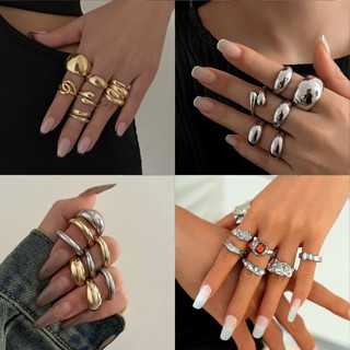 Nhẫn Nữ Set 5- 8 Cái,  Nhẫn Trơn Đơn Giãn - N007