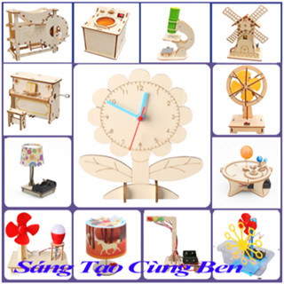 Đồ chơi STEM tiểu học - Bộ lắp ghép Đèn Ngủ, Đèn tín hiệu, Đồng Hồ, Máy tạo Bong bóng, Đồ chơi steam