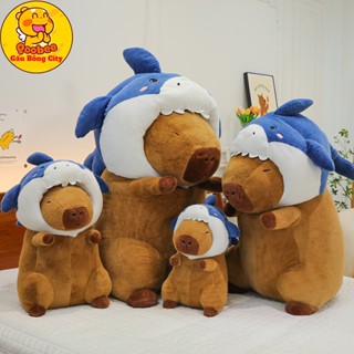 Gấu Bông Capybara Cosplay Cá Mập - Capybara Mũ Cá Mập Hottrend Nhồi Bông Cao Cấp Gấu Bông City