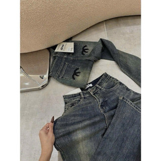   ẢNH THẬT  quần jeans loe lỡ túi kiểu dành cho chị em nấm lùn ạ 
