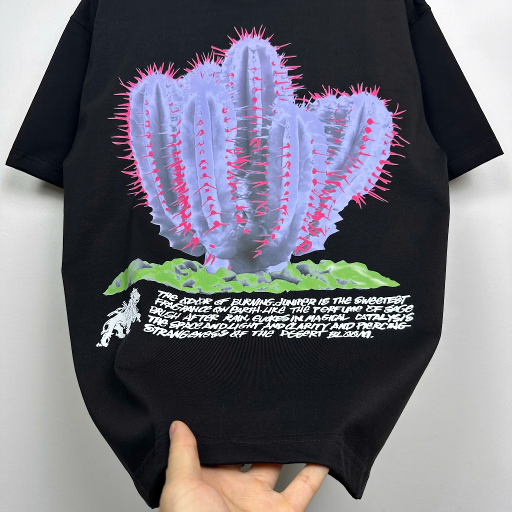 Áo Thun STUSSY Cactus Graphic Cotton Cao Cấp, Form Rộng Thời Trang Năng Động - DT Store