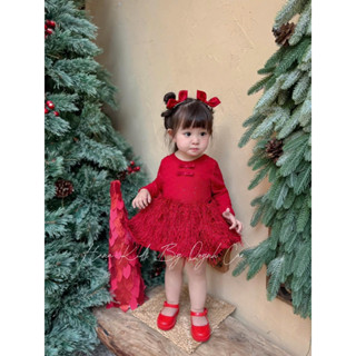 [Hàng thiết kế] Set áo+ chân váy đỏ noel xoè bồng tiểu thư công chúa xinh xắn cho bé gái