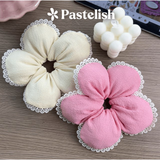 Scrunchies Bông Hoa 5 cánh phối ren, chần bông mịn bên trong, dây buộc tóc 3 chiều vải xốp phồng, phong cách Hàn Quốc