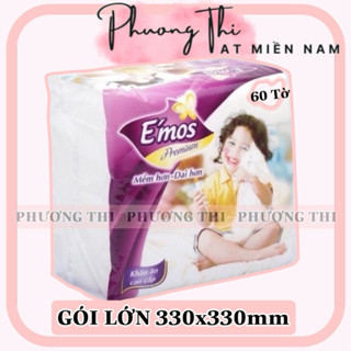 [ Gói 50-60 Tờ ] Combo 10 Gói Khăn Giấy Emos 330x330mm Dai Mịn Êm Hoa Văn Giấy Rất Nét Hàng Loại 1 Êm Rẻ