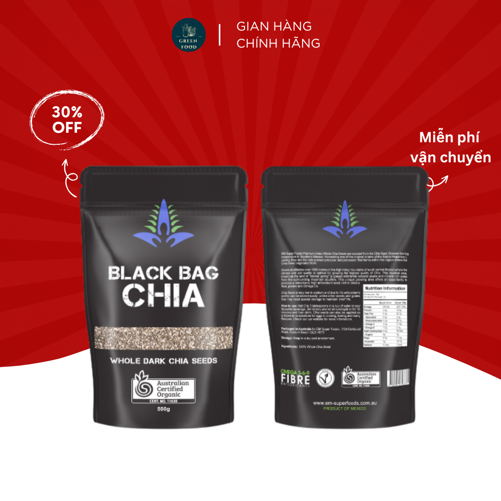 Hạt chia Úc Black Bag 500g chính hãng