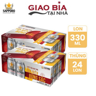 COMBO 2 Thùng Bia SAPPORO 24 lon 330ml Hoả Tốc
