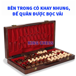 Cờ vua bằng gỗ tuyết tùng có nam châm hàng nhập khẩu, bàn gấp, size lớn 39x39 cm, được tặng 2 hậu và túi vali vải