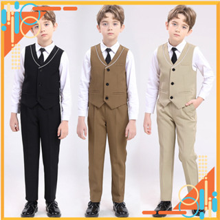 [Mẫu mới] Bộ ghile bé trai cao cấp cho bé đi tiệc TQB198 TQB199 gồm 3 chi tiết (áo ghile + quần tây + cavat)