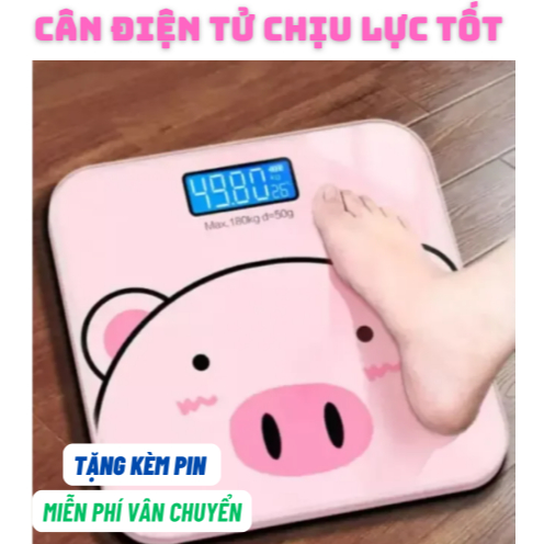 [CÂN CHÍNH XÁC 100%] CÂN ĐIỆN TỬ CƯỜNG LỰC, CÂN SỨC KHỎE HÌNH CON HEO HOT TREND, CÂN TỐI ĐA 180KG KÈM PIN
