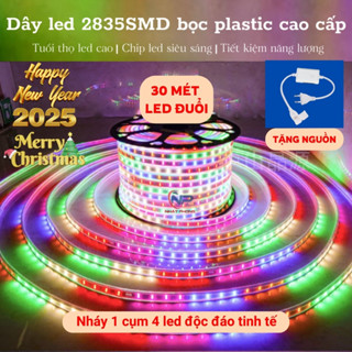 30MDây đèn led 2835 nháy đuổi bọc plastic 5M,10M,20M,30M chống nước,Tặng Kèm Nguồn,đèn led hắt trần,trang trí phòng,cây