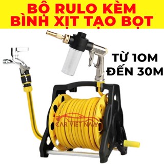  Bộ vòi tưới cây rửa xe đa năng kèm bình tạo bọt. Ống nước kết cấu 4 lớp. Bao gồm rulo cuộn ống đủ các phụ kiện 