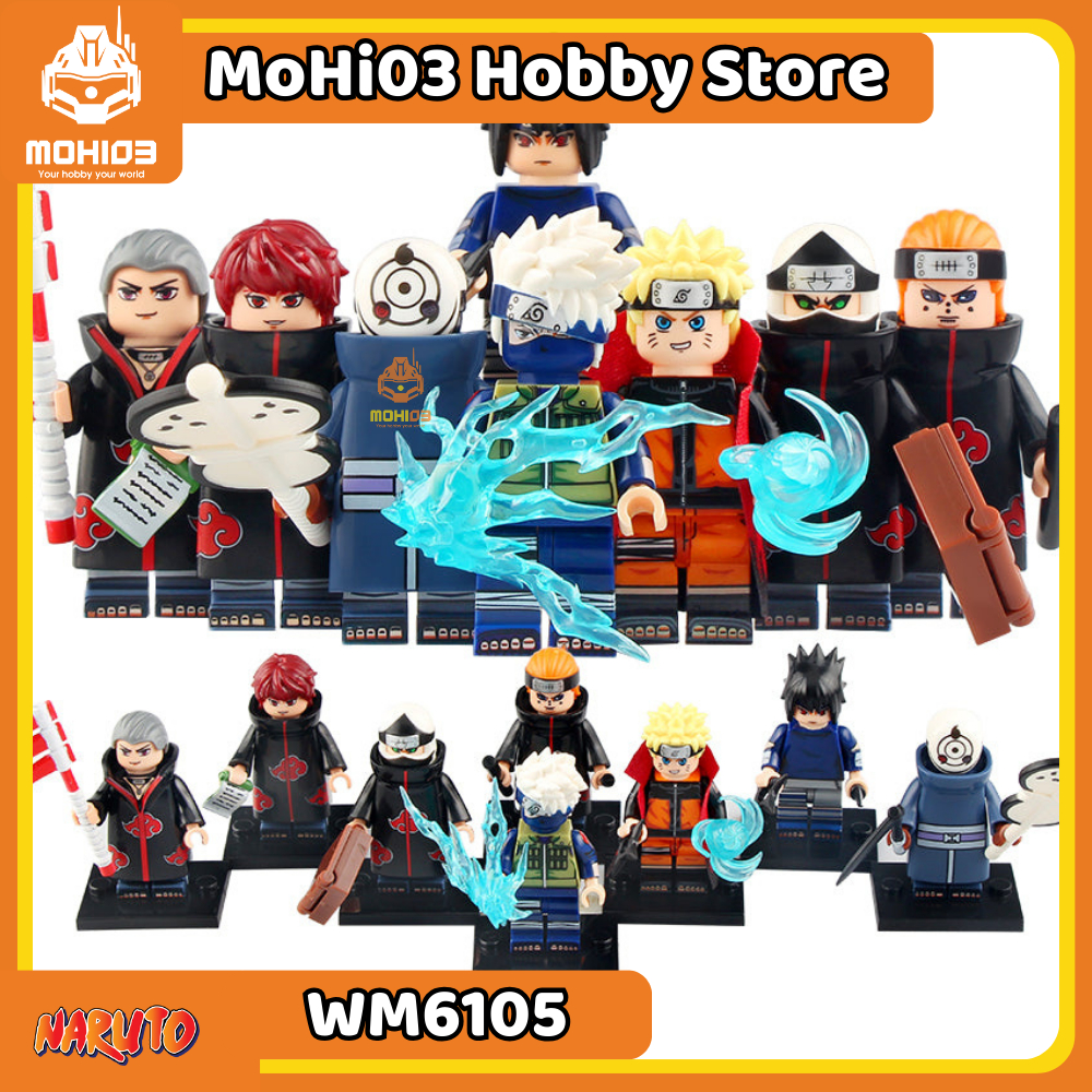 Mô Hình Naruto Minifigure Naruto WM6105 - Mô Hình Lắp Ráp Các Nhân Vật Sasuke Kakashi Obito Akatsuki