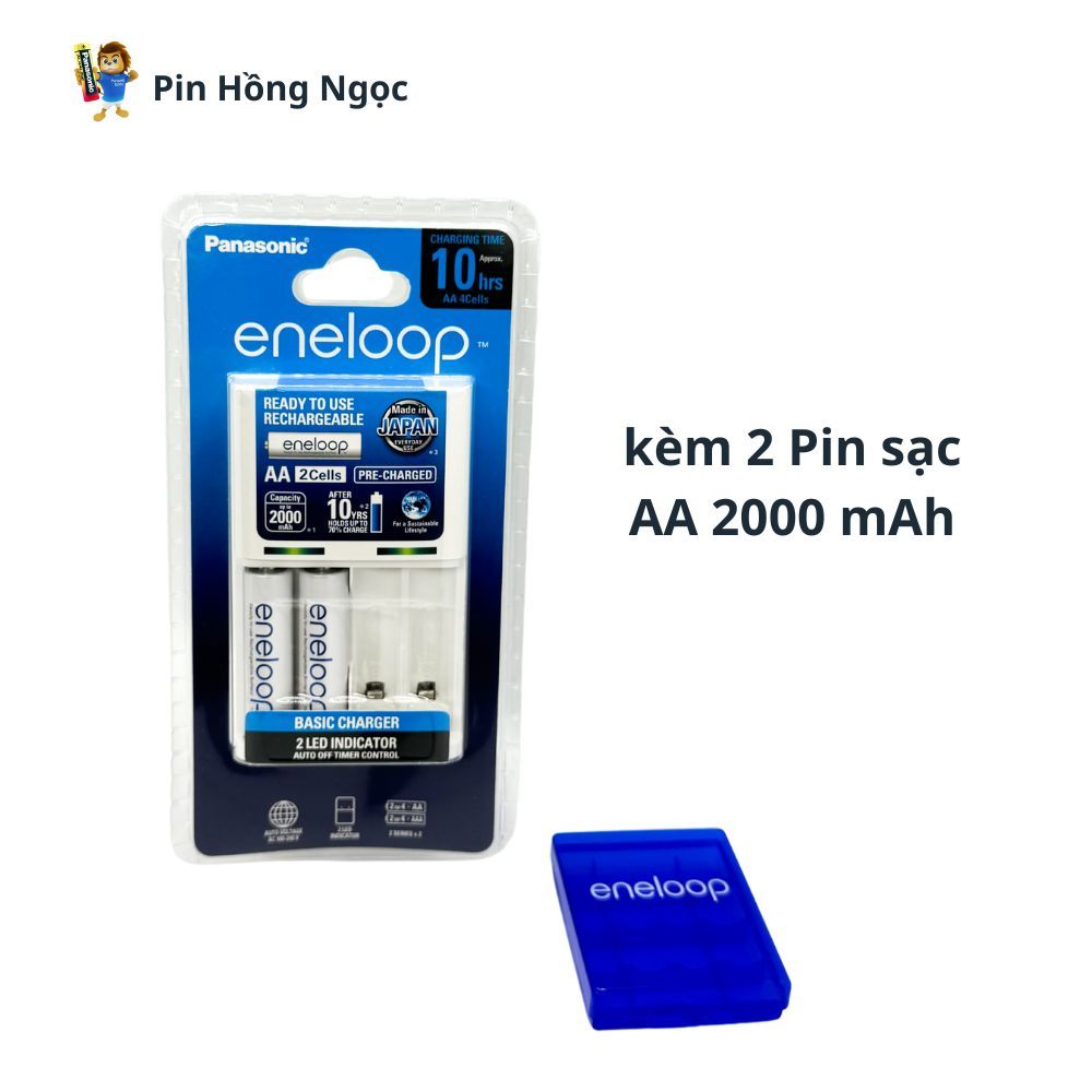 Bộ Sạc pin AA,AAA Panasonic Eneloop Kèm 2 viên Pin Sạc Eneloop MADE IN JAPAN