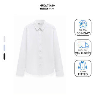 Áo Sơ Mi Nam Tay Dài Sợi Coffee Cổ Gài Nút Trơn Form Fitted - Routine 10F23SHL090R6