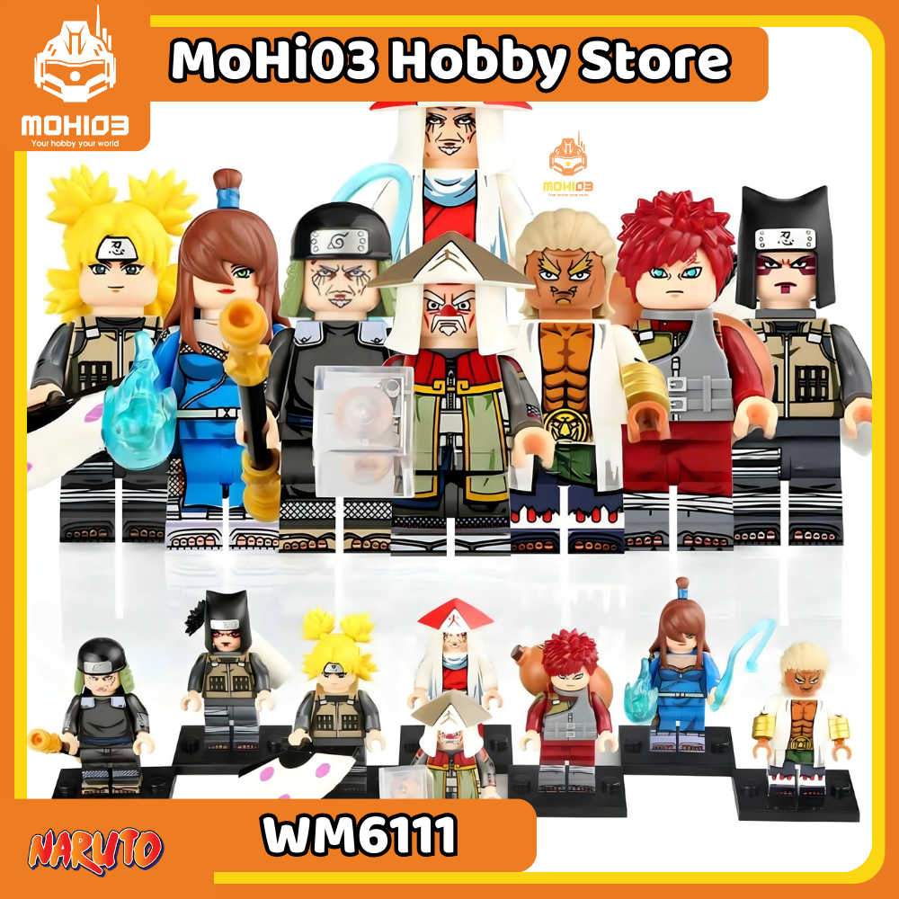 Mô Hình Naruto Minifigure Naruto WM6111- Mô Hình Lắp Ráp Các Nhân Vật Gaara Hokage Raikage Temari - 