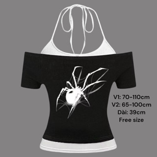 Áo trễ vai kèm yếm y2k punk ôm body