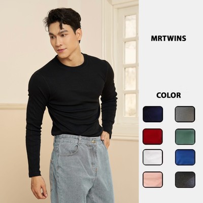 Áo Thun Nam Cổ Tròn Tay Dài Cotton Gân Form Body Thương Hiệu MrTwins
