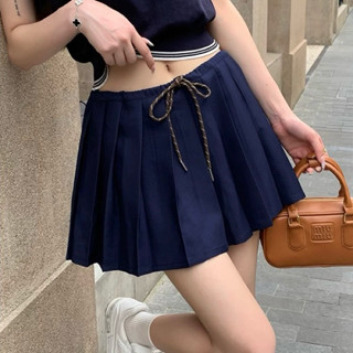 Chân váy xếp ly cạp chun dáng ngắn xoè phối dây kiểu mẫu mới hottrend có quần bảo hộ DoA Casual