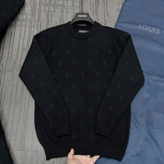 Áo sweater len dài tay nam nữ Eo Vì dệt hoạ tiết chữ hãng monogram bo viền gân nổi