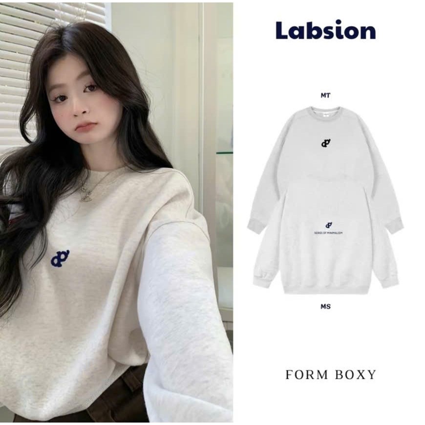 Áo Nỉ Sweater Form Rộng Boxy Labsion Vải Nỉ Bông Cao Cấp, Áo Nỉ Phong Cách Hàn Quốc