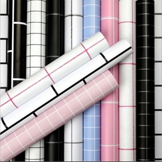 Cuộn 10m decal giấy dán tường hình ô vuông, dán bàn, dán tủ có sẵn keo dán khổ 45cm