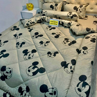 Bộ 5 món ga gối và chăn phao poly cotton chần bông dày loại 1 mềm êm được chọn mẫu