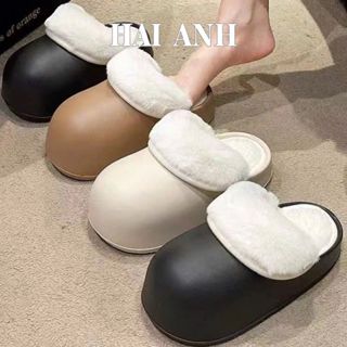 Dép Sục Bông Nữ Mang Trong Nhà Đế Cao Giữ Ấm Mùa Đông Có Thể Tháo Rời Lót - HẢI ANH SHOES