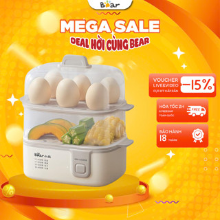 Nồi Hấp Điện Mini 2 Tầng Bear ZDQ-D12R3-P02, 270W, Hấp Cách Thủy Không Mùi, Văn Phòng, BH 18 Tháng