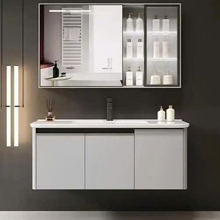 Tủ chậu gương lavabo phòng tắm MILOR cửa mở nhựa PVC cao cấp siêu bền đẹp kích thước mặt lavabo 50x80 cm