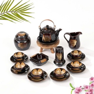 Bộ ấm chén lục giác men hoả biến, bộ ấm trà cao cấp