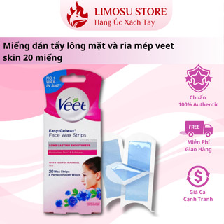 Miếng dán tẩy lông mặt và ria mép veet pure cold wax strips, expert face sensitive skin - Hộp 20 miếng