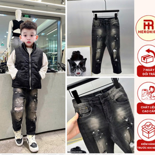 Quần Jean DSQ phối rách vẩy sơn dành cho các bé_1218 - Herokids