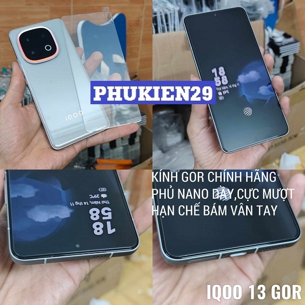 [VIVO IQ00 / iqoo 13/ 15] Dán kính cường lực GOR VUỐT SIÊU MƯỢT nhận vân tay siêu âm