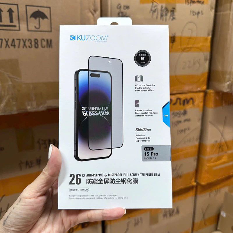 Kính cường lực HD trong chính hãng KUZOOM cho iPhone Xsm/11/12/13/14/15/17promax