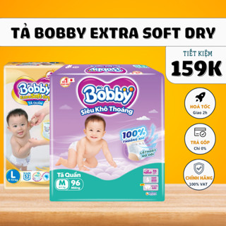 Tã quần cao cấp BOBBY EXTRA SOFT DRY siêu mềm M60/L52/XL46/XXL42